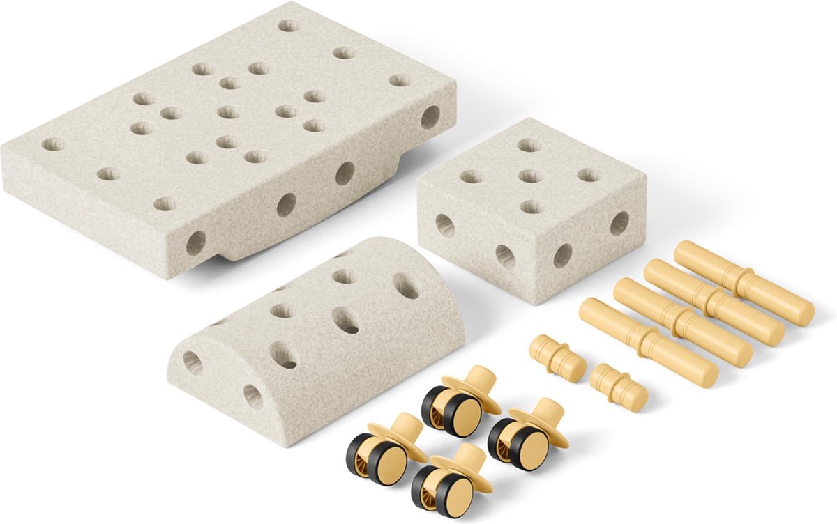 Modu Curiosity Kit - Zachte blokken- 13 onderdelen- Open Ended speelgoed - Speelgoed 1 -2-3 jaar - Sand Grey / Honey Yellow