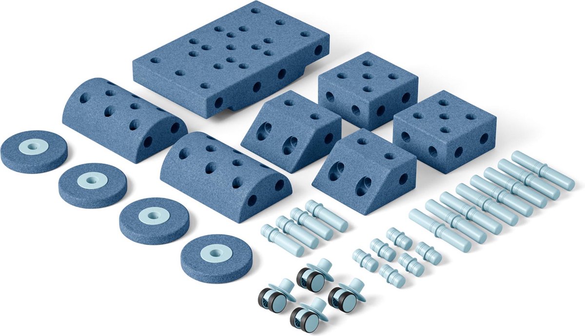Modu Dreamer Kit - Zachte blokken- 33 onderdelen - Open Ended speelgoed- Speelgoed 1 -2-3 jaar - Deep Blue / Sky Blue