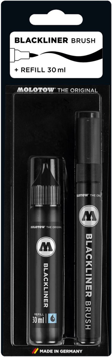 Molotow Blackliner Brush Marker & 30ml Refill Set