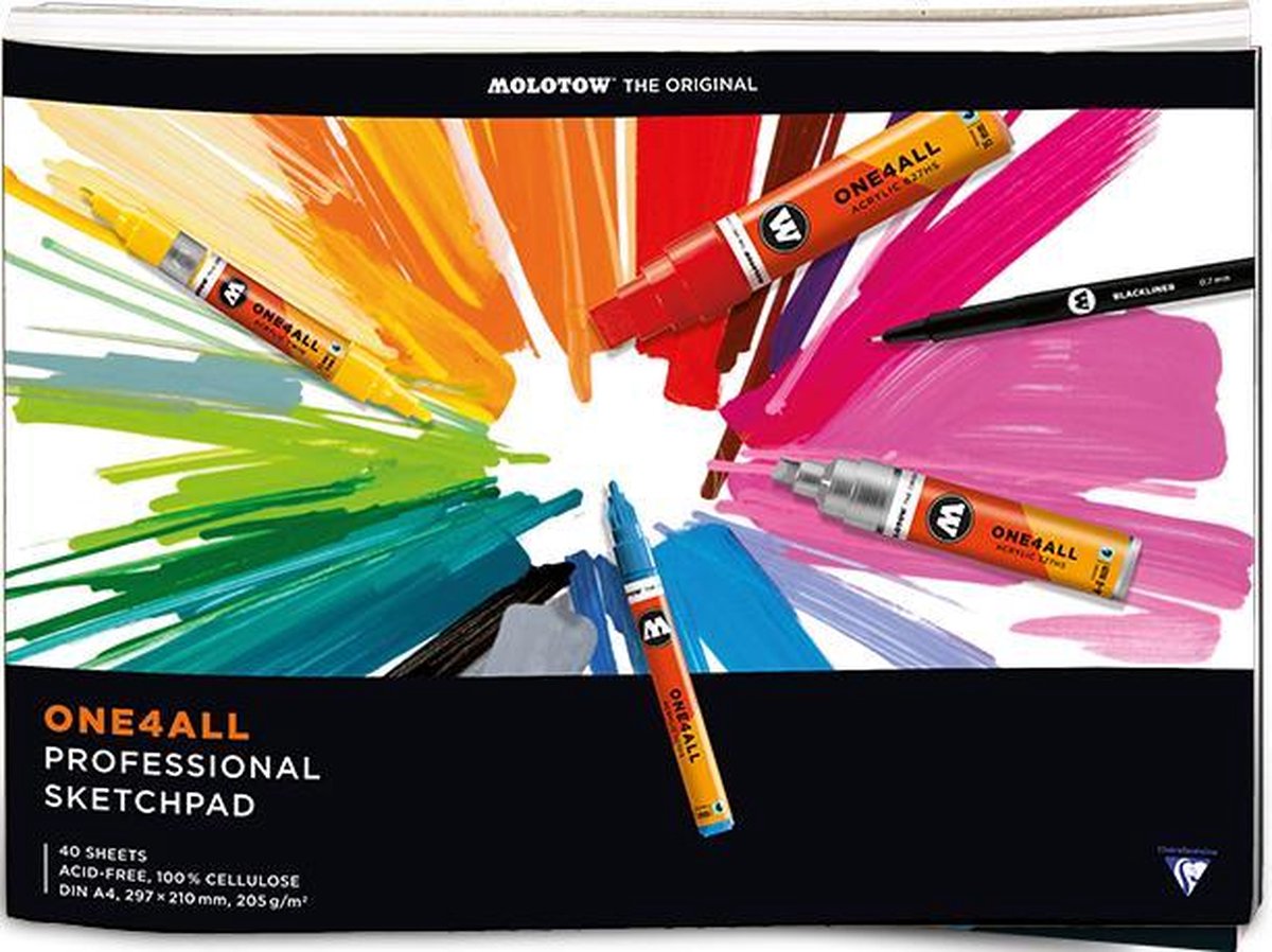 Molotow ONE4ALL™ Professional Sketchpad - Schetsblok - Mixed Media - A4 Landschap