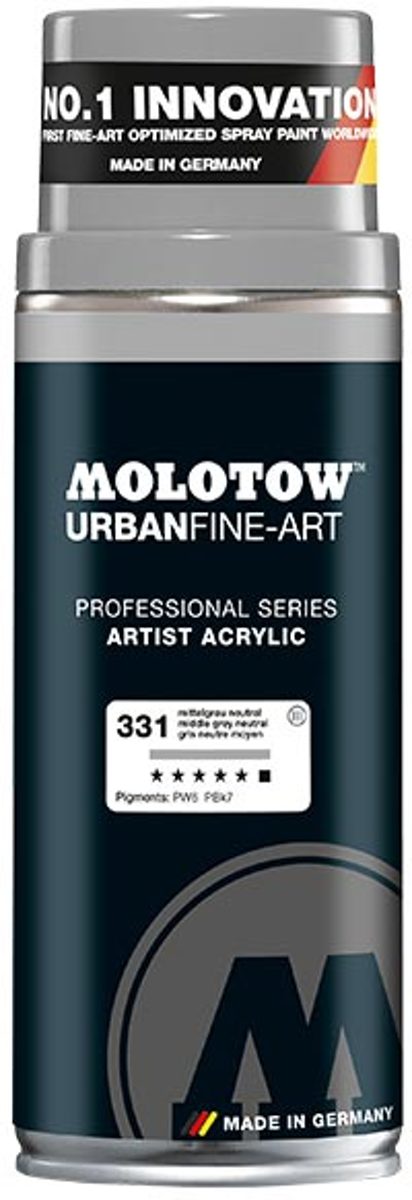 Molotow Urban Fine Art Acryl Spray: Grijs - 400ml spuitbus voor canvas, plastic, metaal, hout etc.