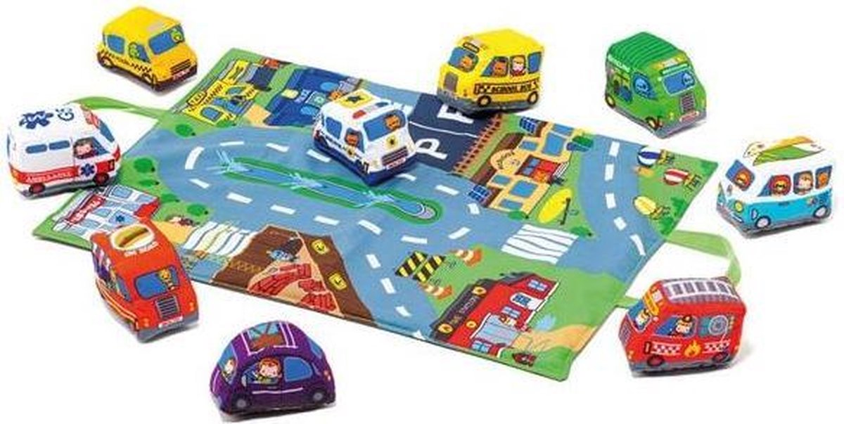 Molto Tapiz Blandito City And Fun Met 9 Lap Voertuigen Wordt A Koffer Veelkleurig