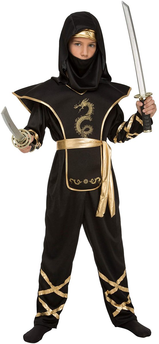 Mom Zwart Ninja Kostuum Zwart 10-12 Years