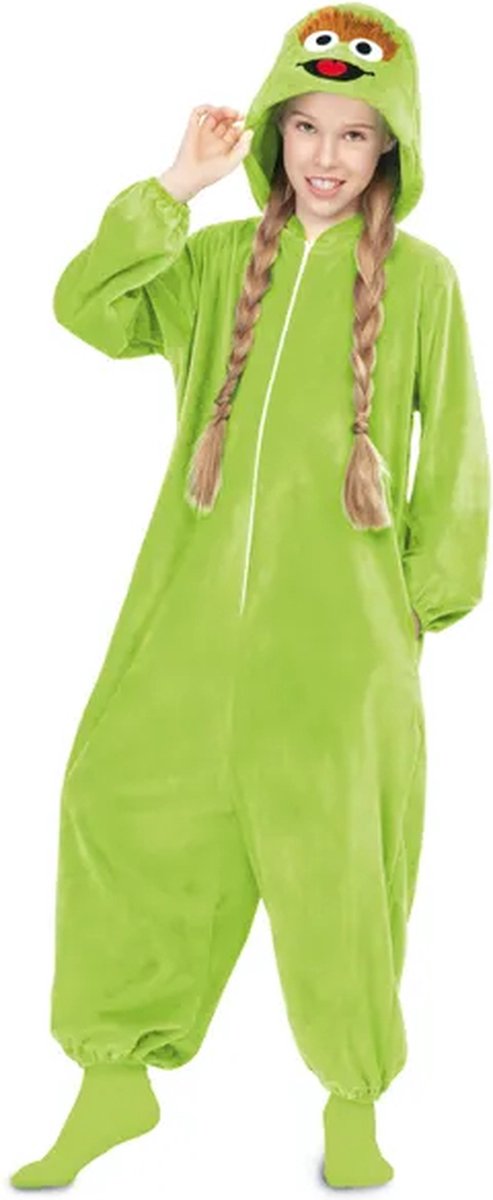 Oscar Sesamstraat Onesie Kostuum Kind - 10-12 Jaar