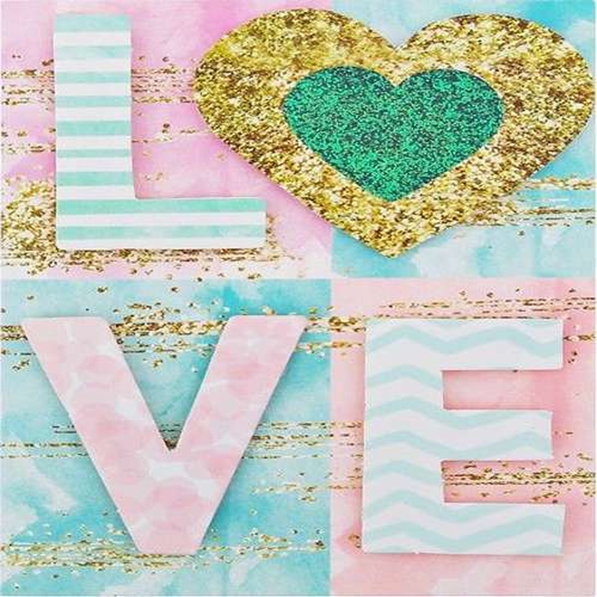 Diamond Painting - Love - Volledig - Ronde steentjes - 40x30cm