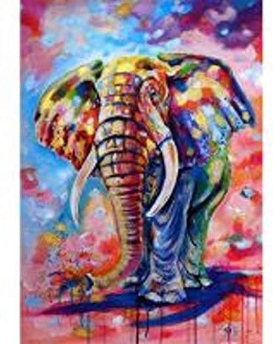 Diamond painting olifant 50x40 vierkanten steentjes