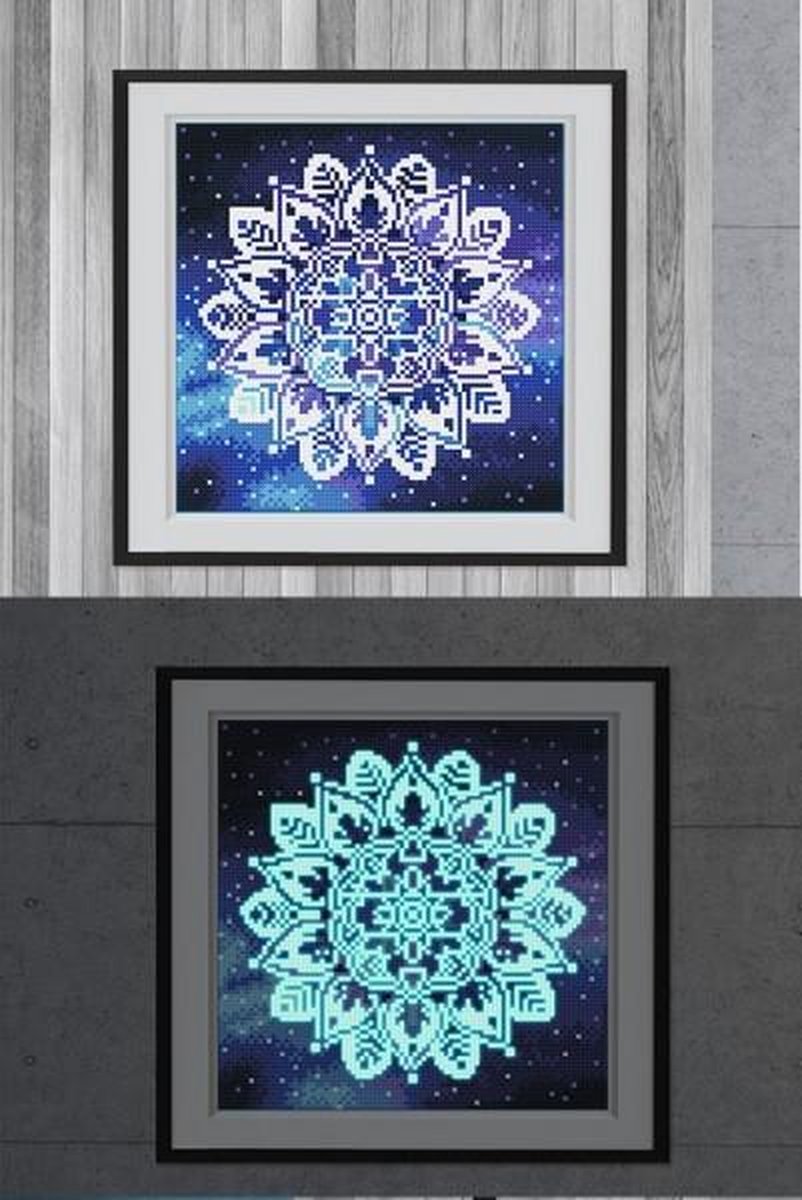 Glow In The Dark Diamond Painting Volwassenen/Kinderen  - Ronde Steentjes  - Volledig Pakket  - Hobby  - Bloemen en planten - Mandala bloem 25x25cm