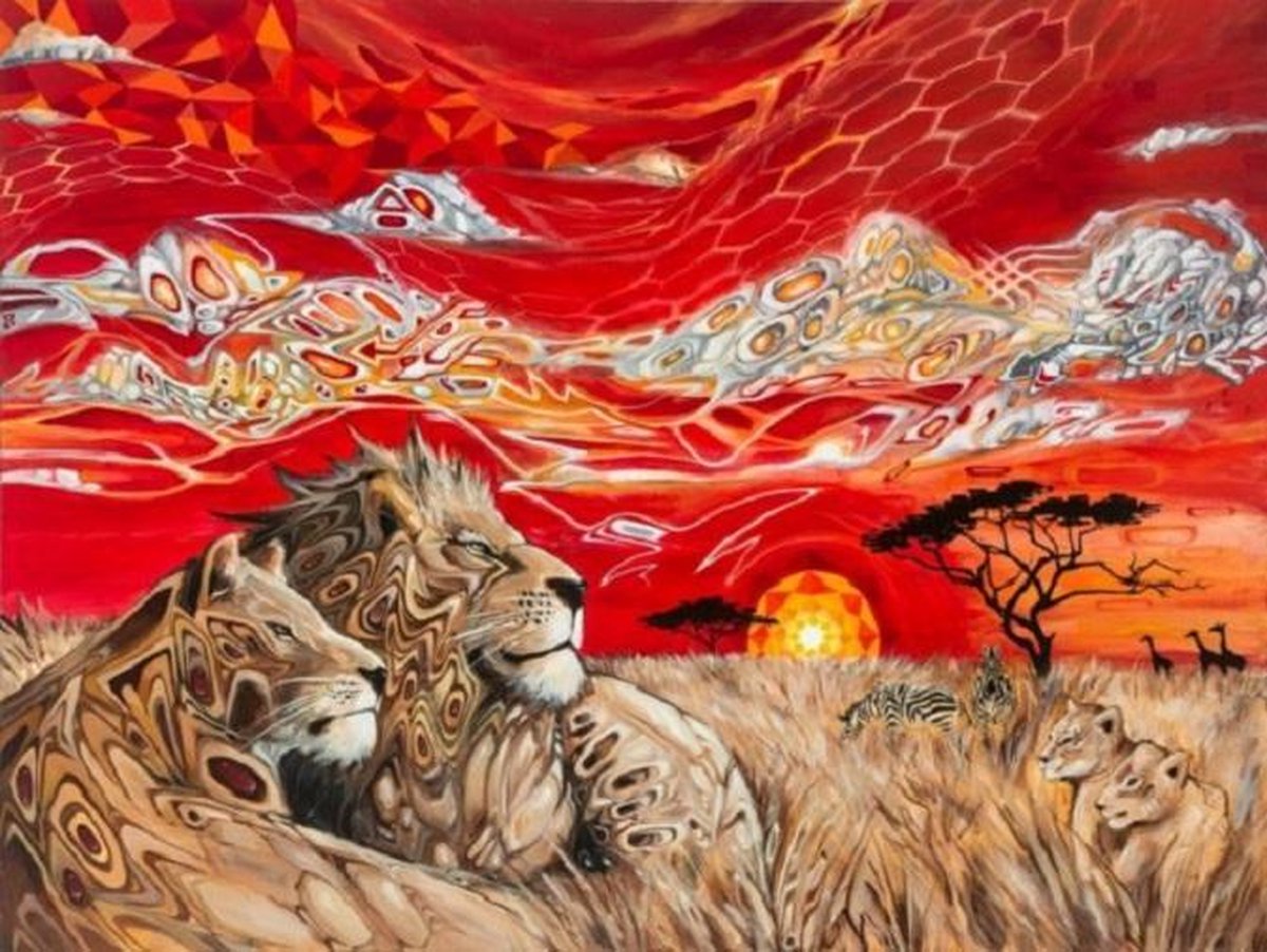   diamond painting compleet pakket 40x30cm: Leeuwen