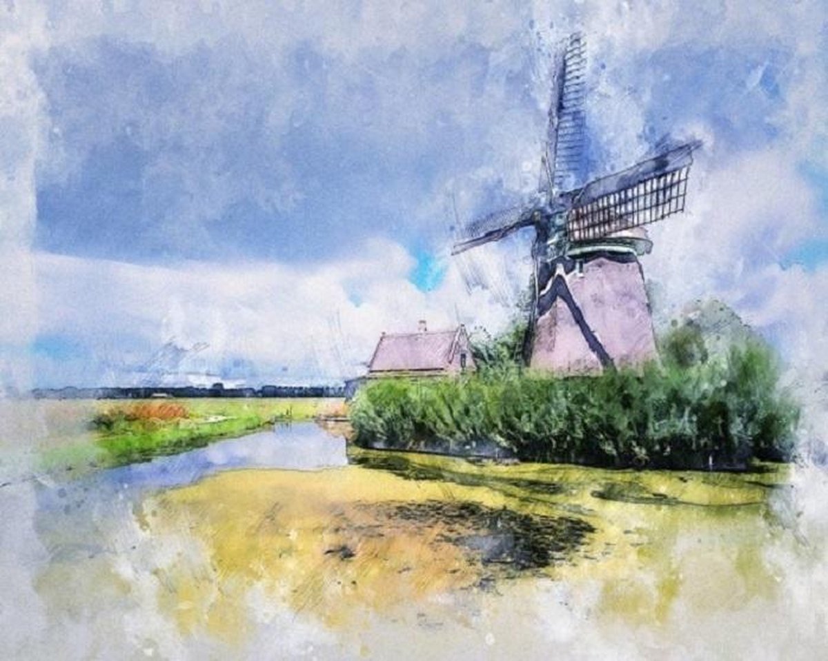   diamond painting volledig pakket 50x40cm: molen