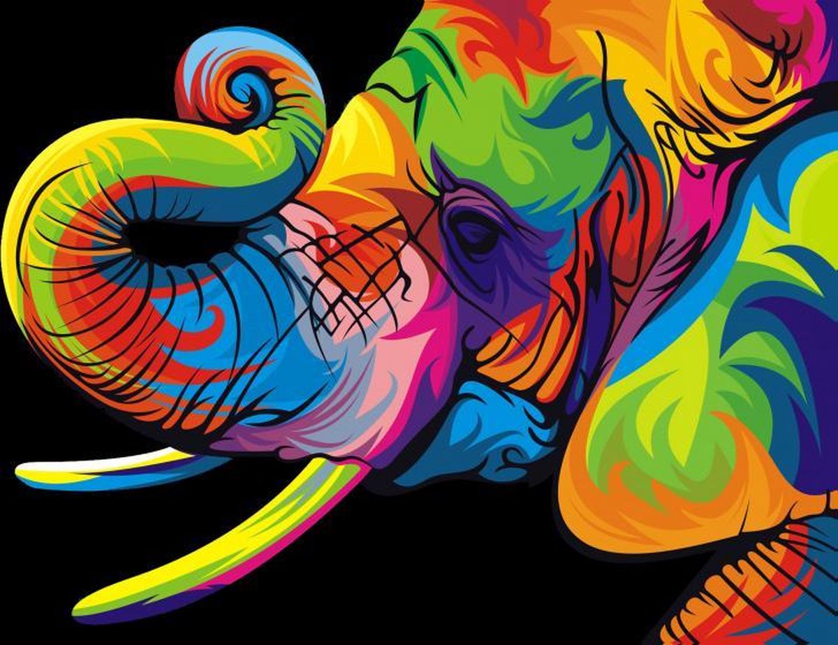 diamond painting olifant kleurrijk 40 x 30 cm 266 gr