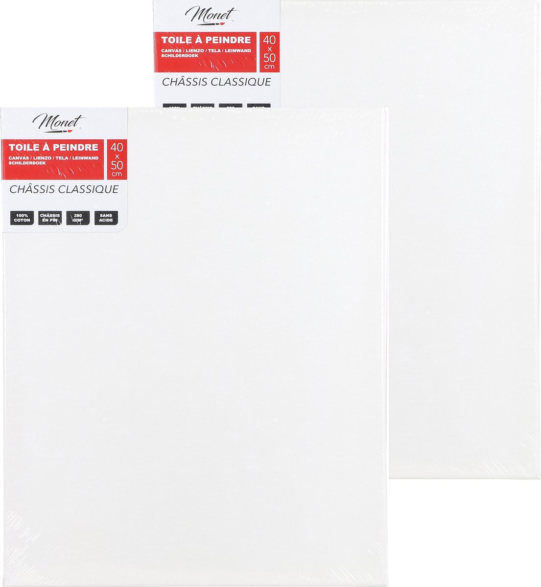 Monet canvas schilderij doek/paneel - 2x - schilderdoeken/verfdoeken - wit - 40 x 50 cm - Hobby schilderen