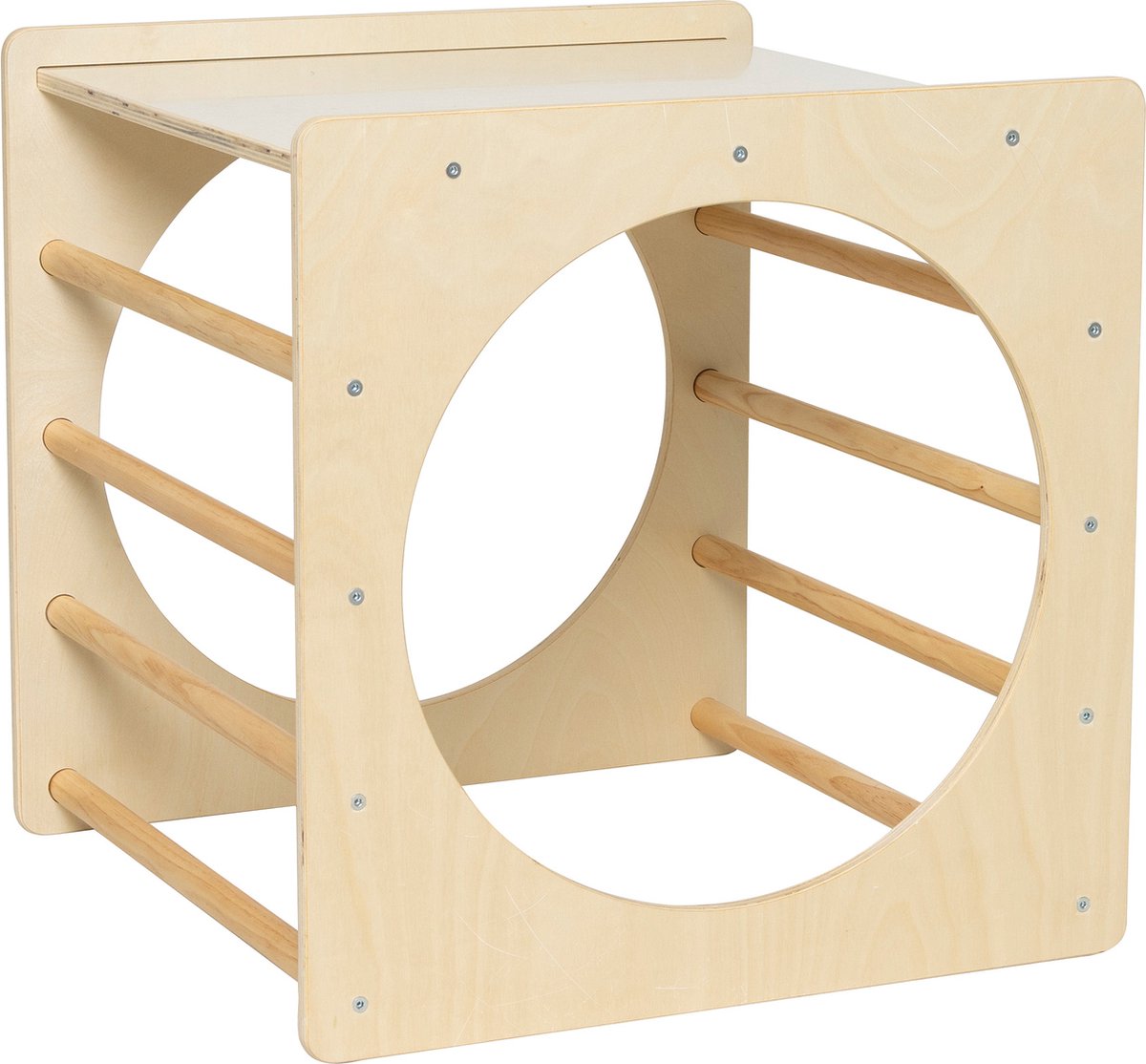   Houten klimrek kubus naturel -   - Houten Montessori Speelgoed