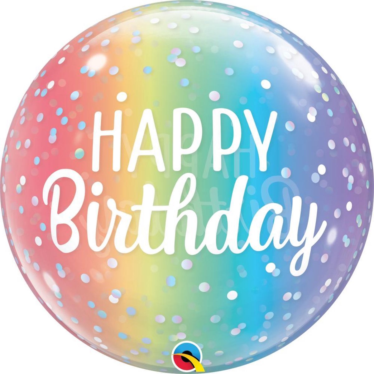BUBBLES BALLON HAPPY BIRTHDAY REGENBOOG DOTS 56CM