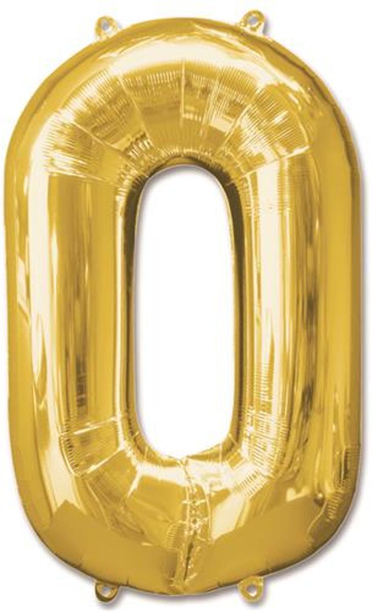 Folie ballon cijfer 0 goud