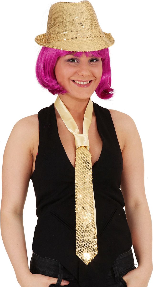 Stropdas goud met pailletten