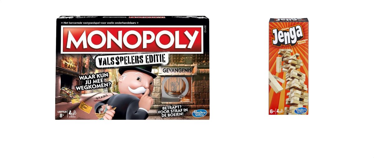 Gezelschapsspel - Monopoly Valsspelers & Jenga - 2 stuks