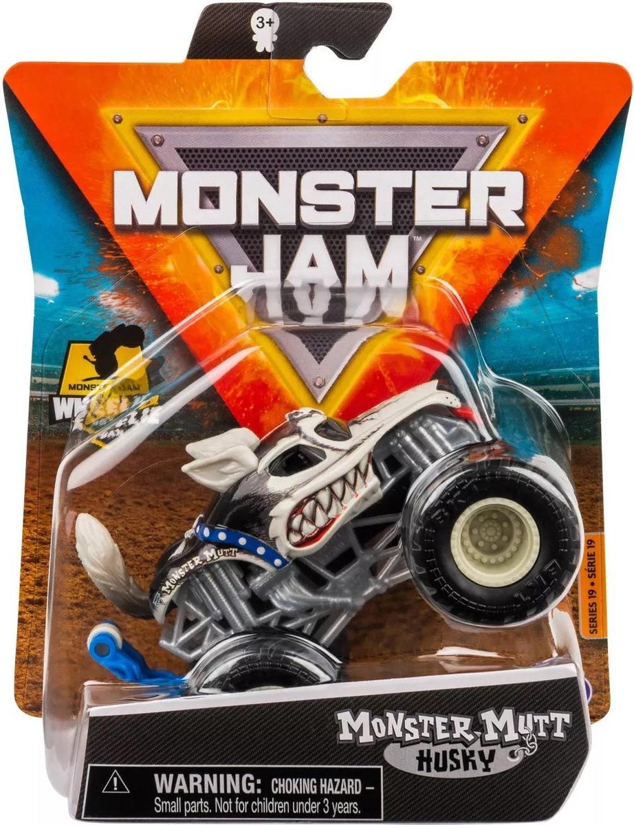 Hot Wheels Monster Jam truck Monster Mutt Husky wheelie bar - monstertruck 9 cm schaal 1:64