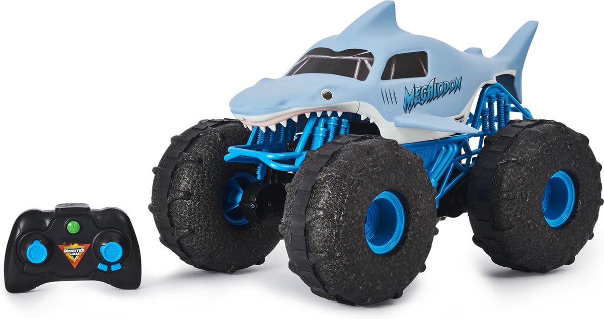 Monster Jam, officiële Megalodon STORM op afstand bestuurbare all-terrain Monstertruck, op een schaal van 1:15