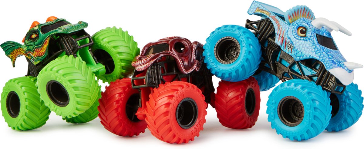 Monster Jam - Charged Beasts-set - officiële Dragon - Octon8er - Jurassic Attack-metalen monstertrucks - schaal 1:64