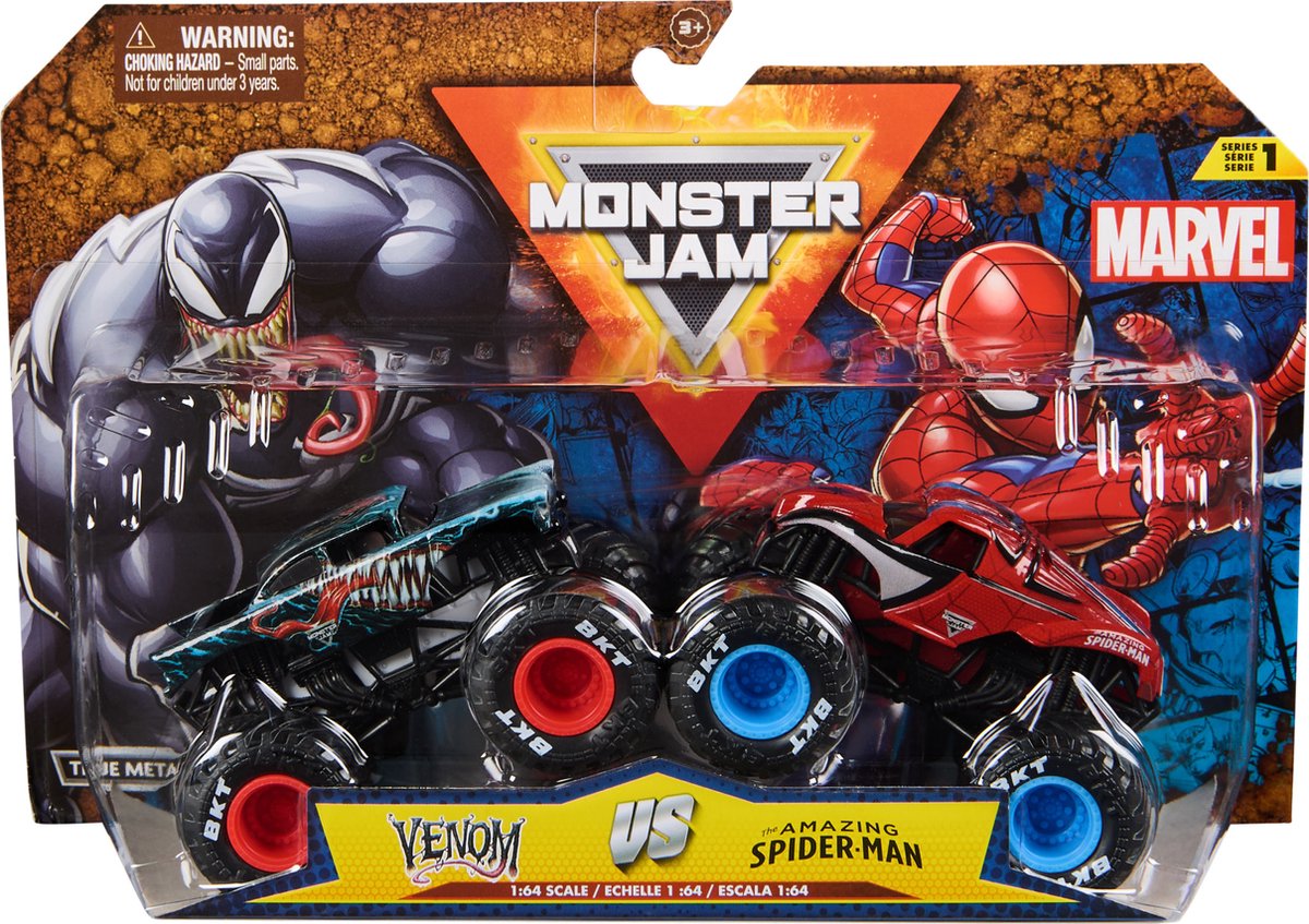 Monster Jam - Marvel Vemon Vs. de Amazing Spide-Man metale trucks - Schaal van 1:64