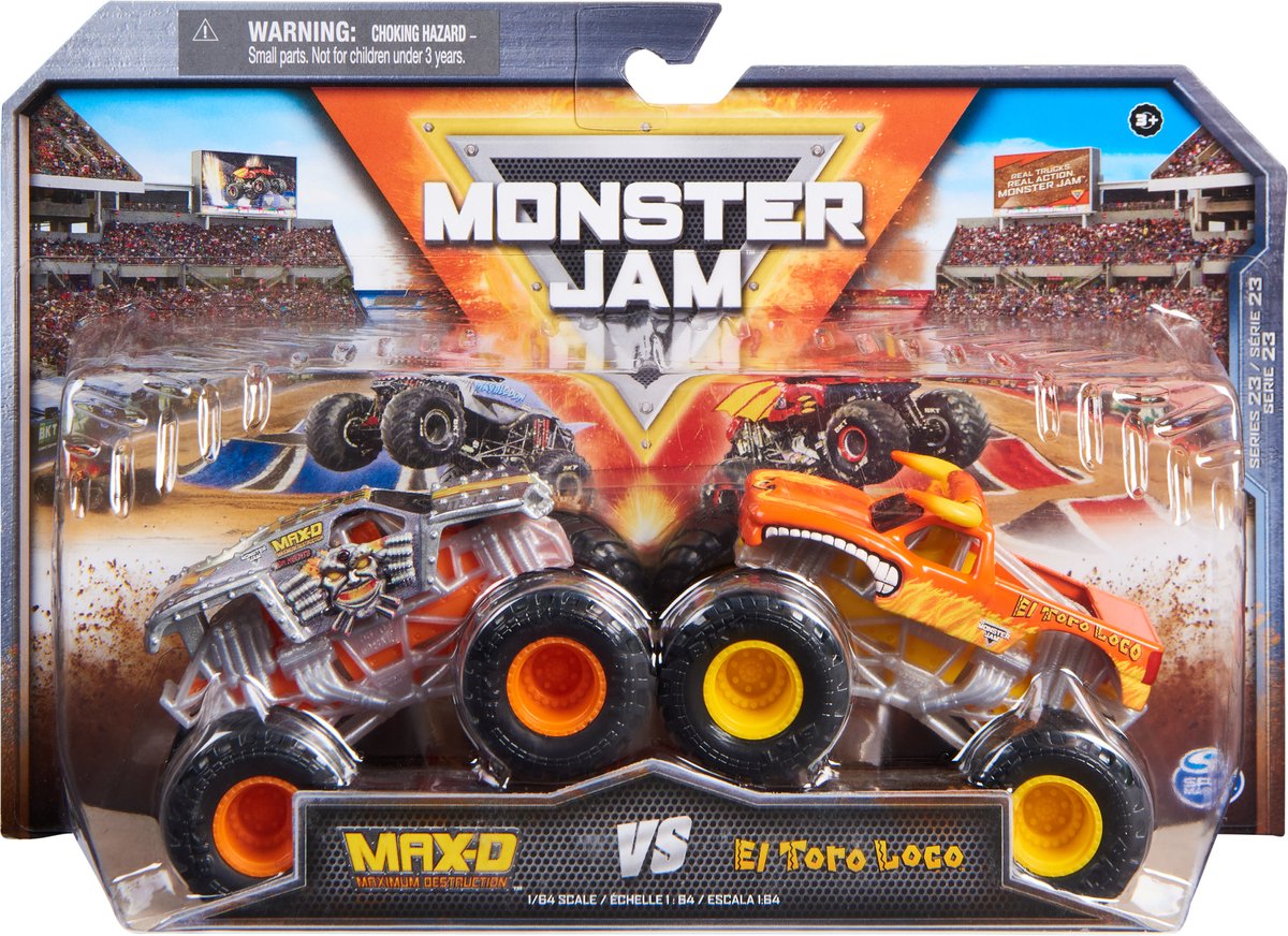 Monster Jam - Max-D vs. El Toro Loco - Speelgoedvoertuig - Schaal 1:64