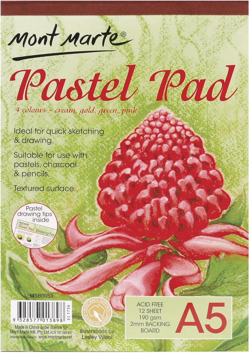 Mont Marte A5 pastel papier 4 kleuren 180 grams - 12 vellen