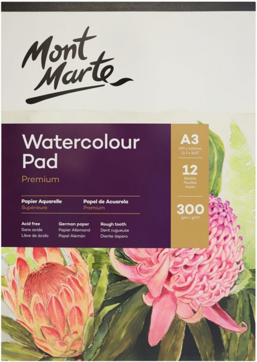 Mont Marte A5 waterverf papier 300 grams - 12 vellen