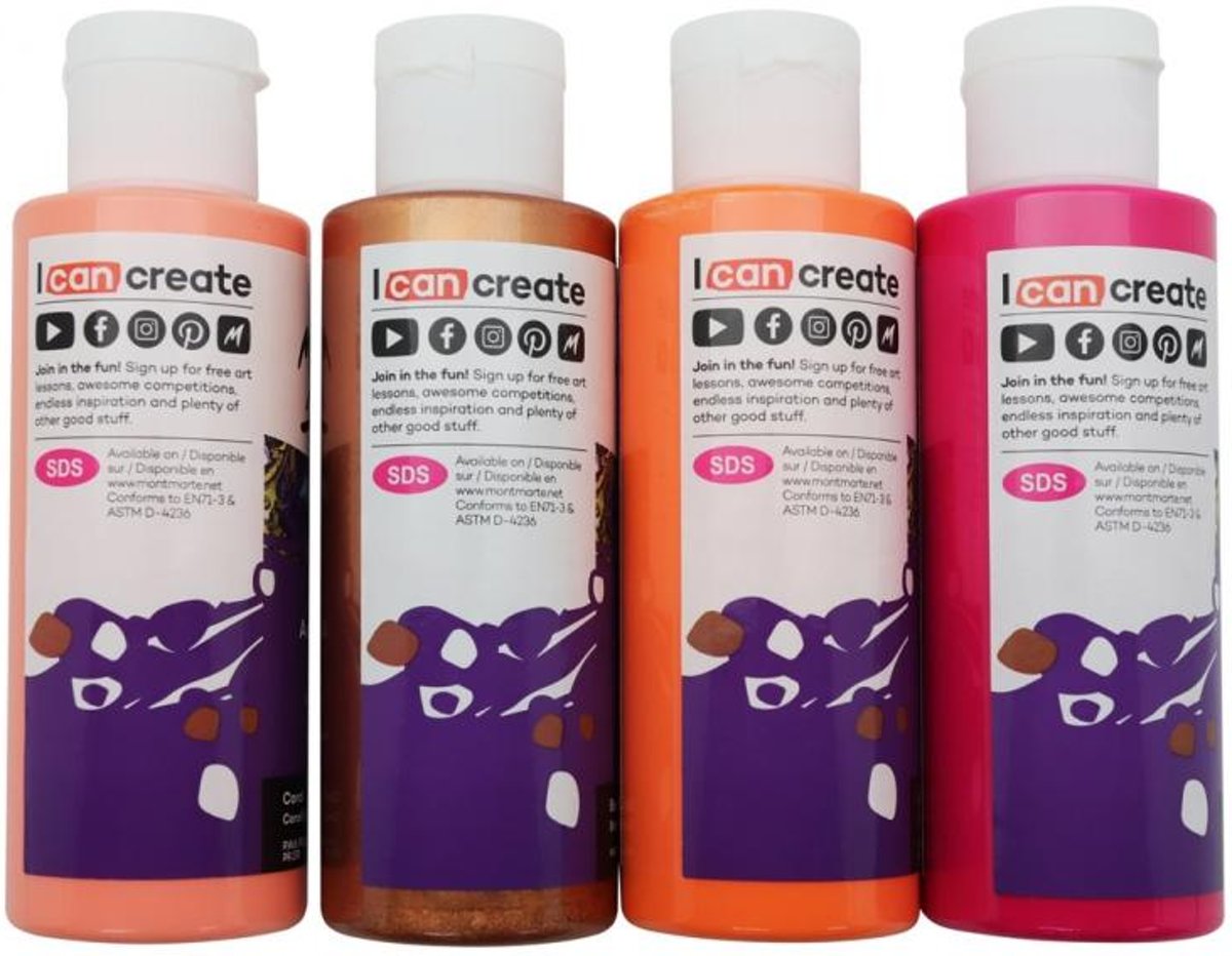 Mont Marte Coral Pouring Paint - set van 4 giet acryl verf 120ML
