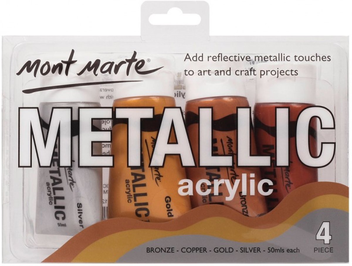 Mont Marte acrylverf metallic 40ml - 4 stuks