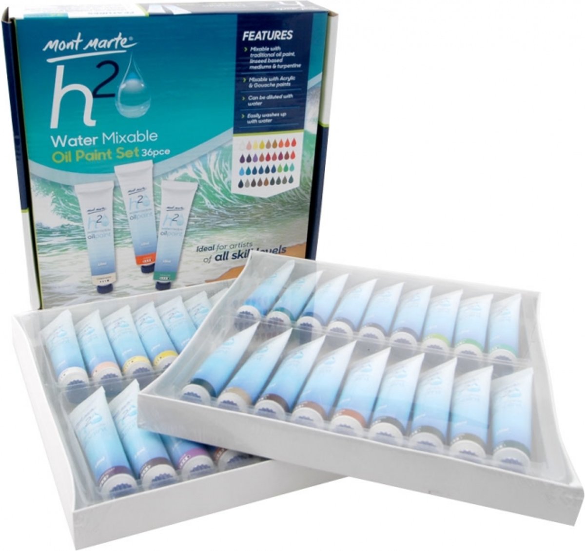 Mont Marte waterverf set 36 stuks a 18ml - grote napjes