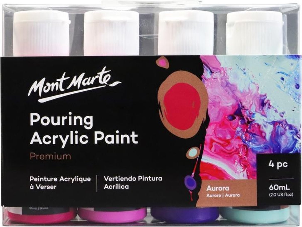 Mont Marte® Aurora Pouring Paint - 4 potjes pouringverf a 60 ml