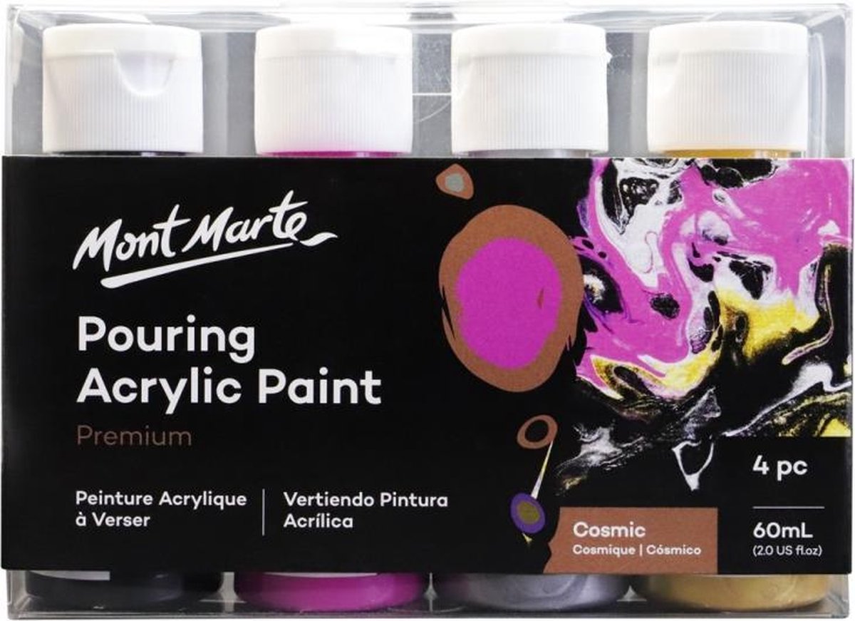 Mont Marte® Cosmic Pouring Paint - 4 potjes pouringverf a 60 ml