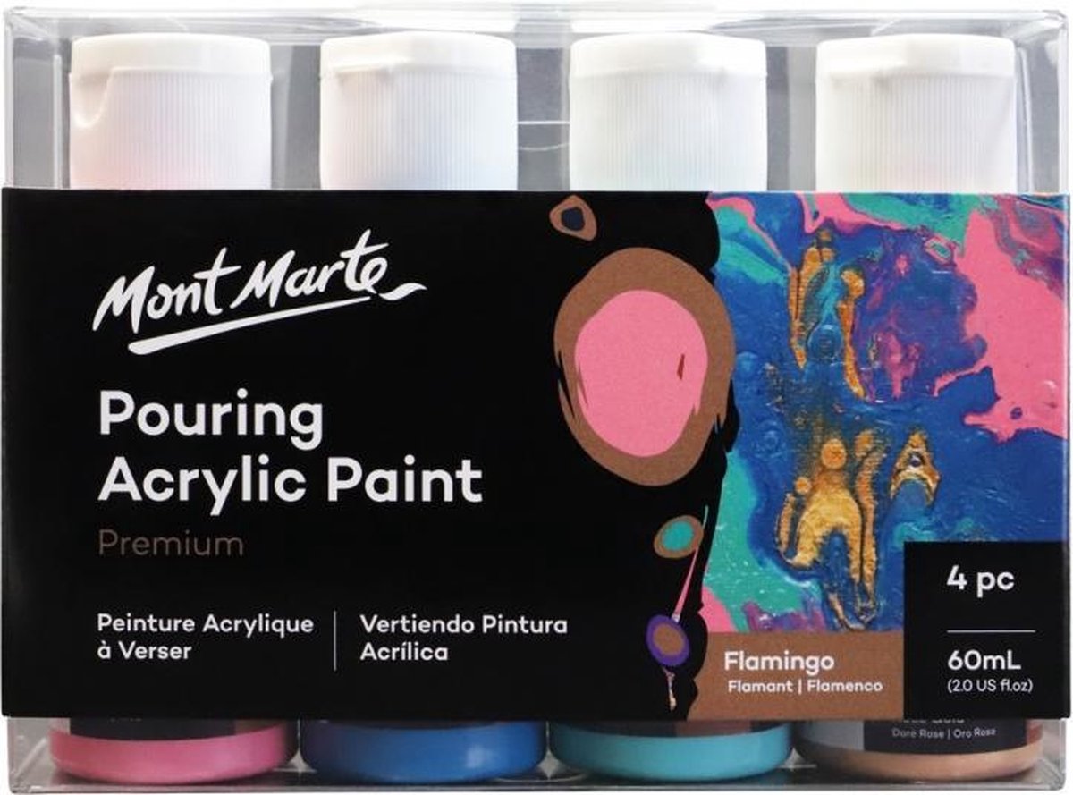 Mont Marte® Flamingo Pouring Paint - 4 potjes pouringverf a 60 ml