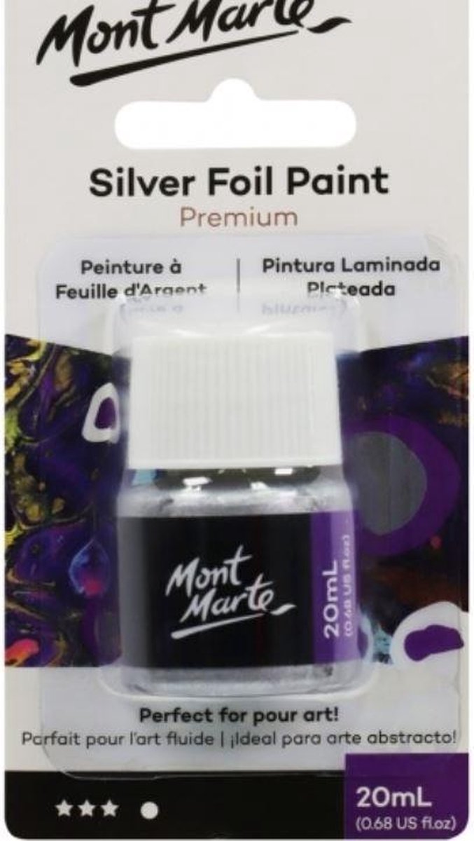 Mont Marte® Premium zilver folie verf 20ml - detailverf