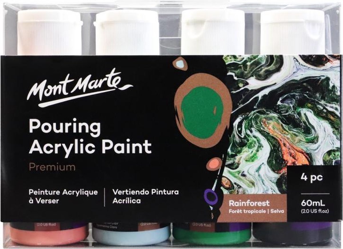 Mont Marte® Rainforest Pouring Paint - 4 potjes pouringverf a 60 ml