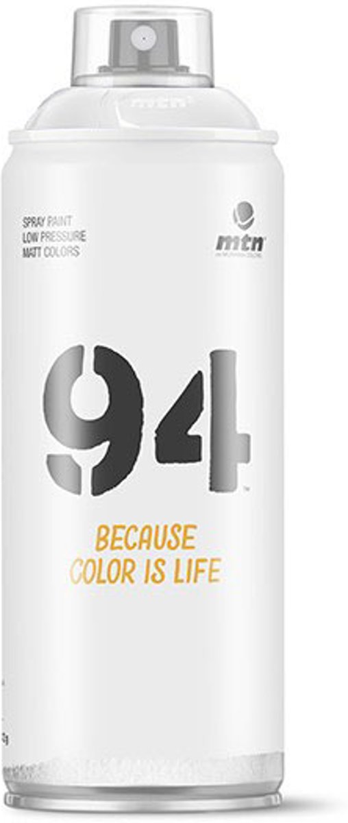 1x MTN94 spuitbus - 400ml spuitverf mat wit - Lage druk en matte afwerking - Spuitverf voor binnen en buiten gebruik voor vele doeleinden, zoals klussen, graffiti, hobby en kunst