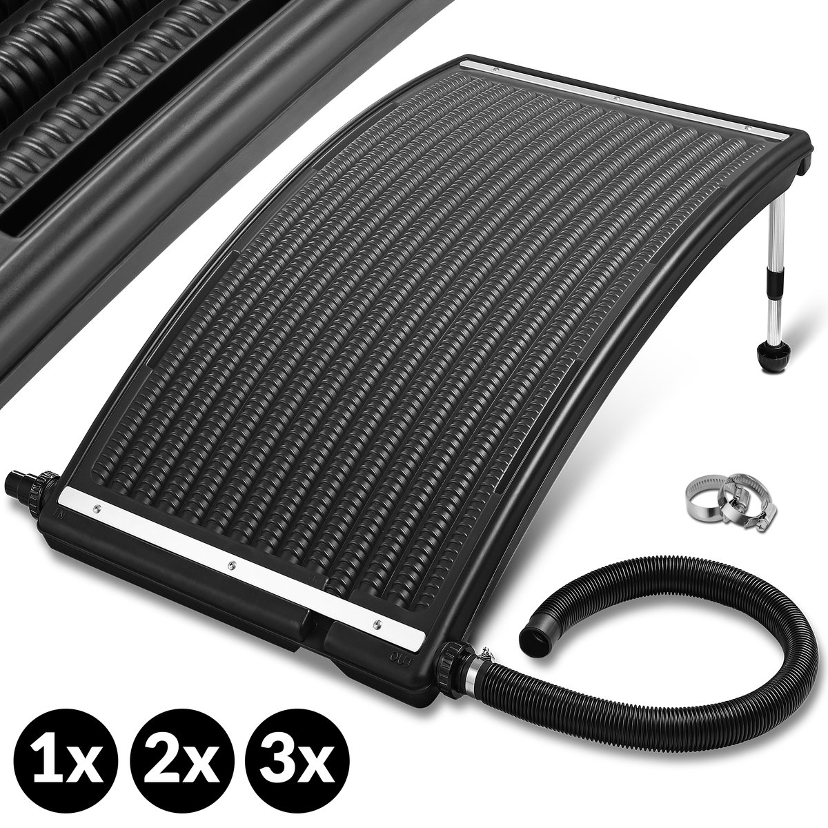 2x Monzana Zonnepaneel 110x69x14cm 10000 L/h In hoogte verstelbaar 32/38mm Aansluiting HDPE UV Zwembadverwarming Zwembad