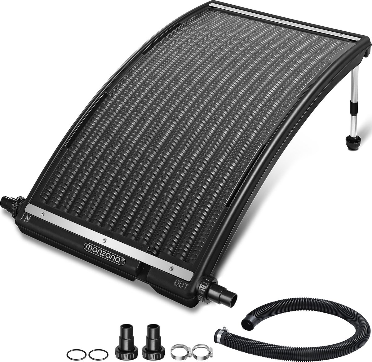 Monzana Zonnepaneel 110x69x14cm 10000 L/h In Hoogte Verstelbaar 32/38mm Aansluiting HDPE UV Zwembadverwarming Zwembad