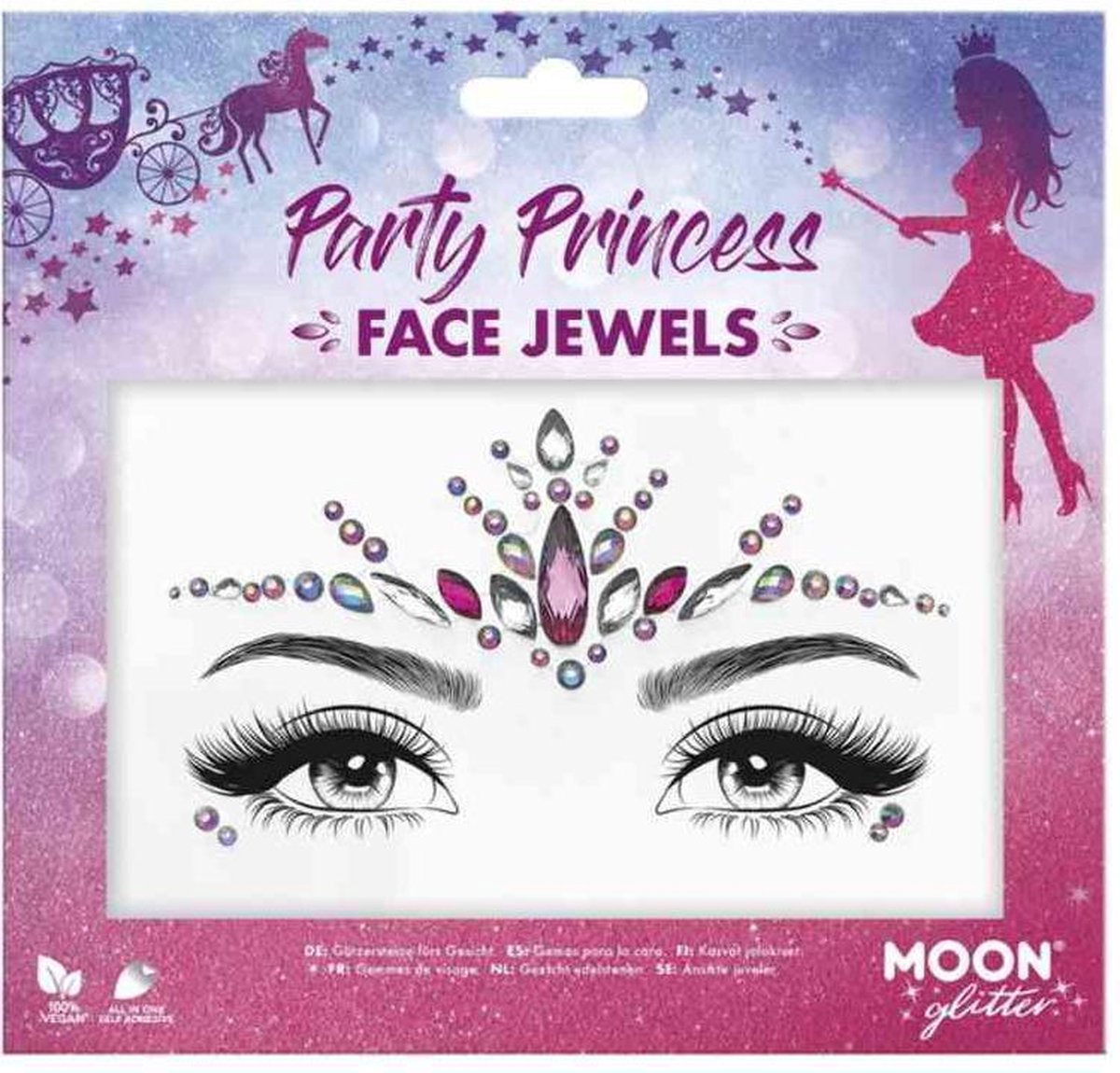 Moon Creations Gezicht Diamanten Sticker Moon Glitter - Party Princess Roze/Wit