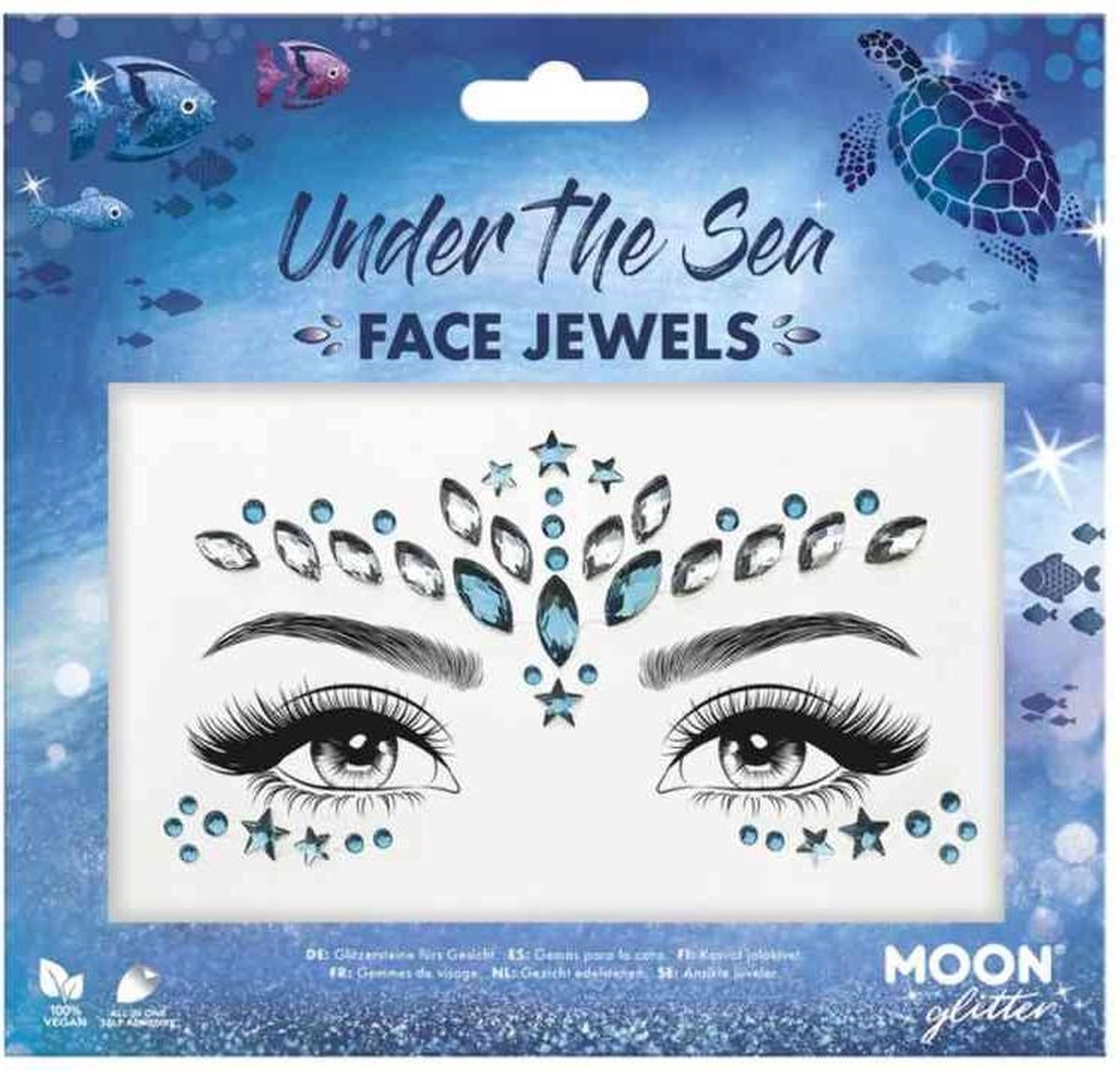 Moon Creations Gezicht Diamanten Sticker Moon Glitter - Under The Sea Blauw/Wit