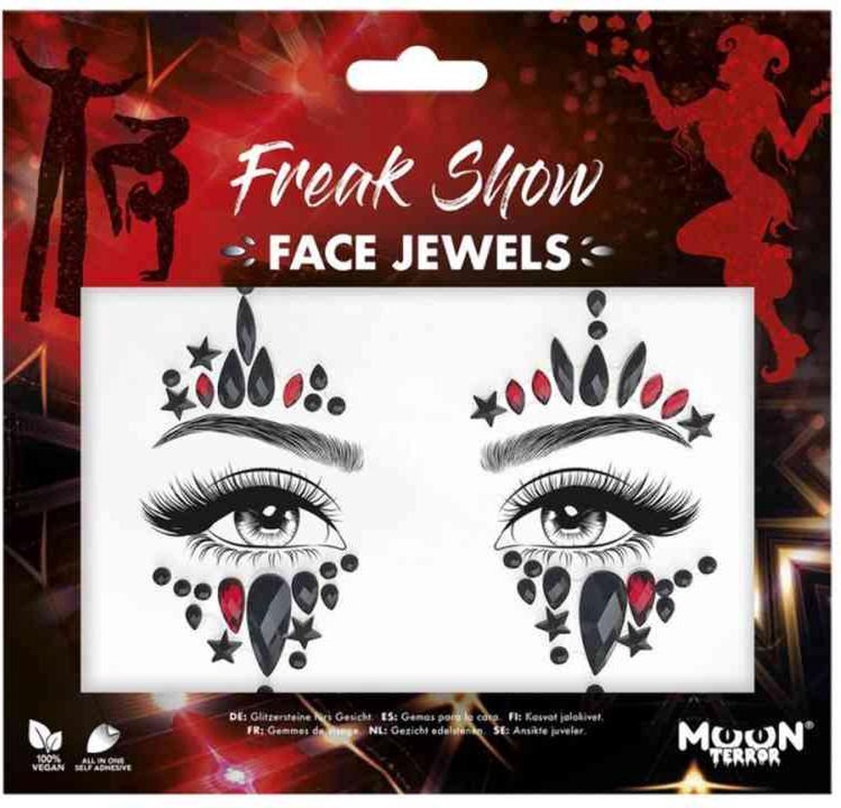 Moon Creations Gezicht Diamanten Sticker Moon Terror - Freak Show Zwart/Rood