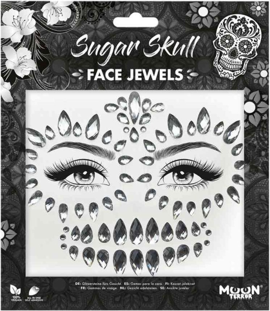 Moon Creations Gezicht Diamanten Sticker Moon Terror - Sugar Skull Wit