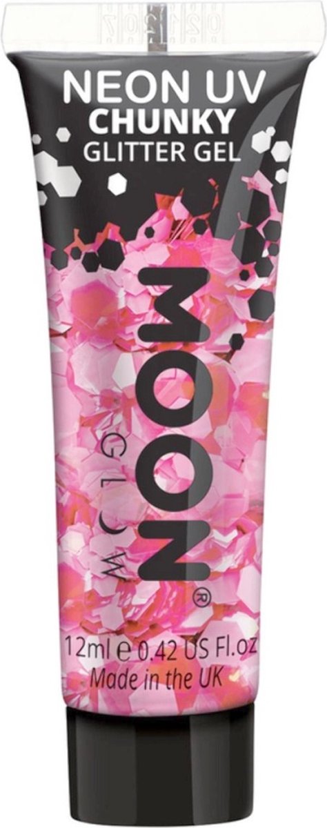 Moon Creations Glitter Makeup Moon Glow - Neon UV Chunky Glitter Gel Roze