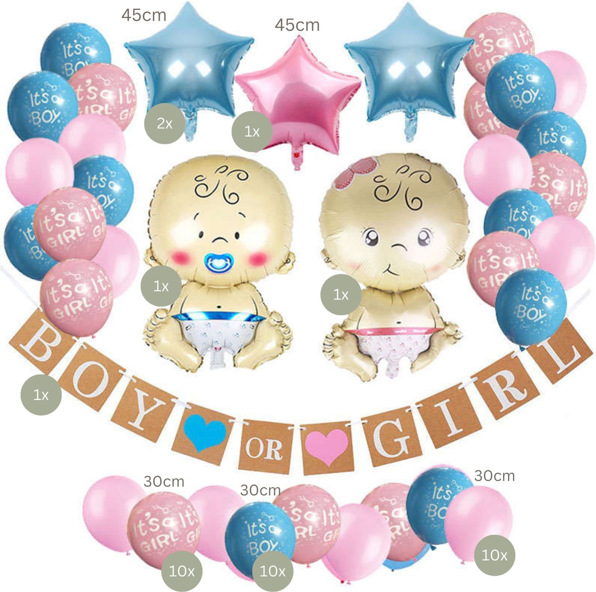 Gender Reveal Set - Gender reveal versiering - Boy or Girl - Geslachtsbekendmaking - Babyshower - Zwangerschap