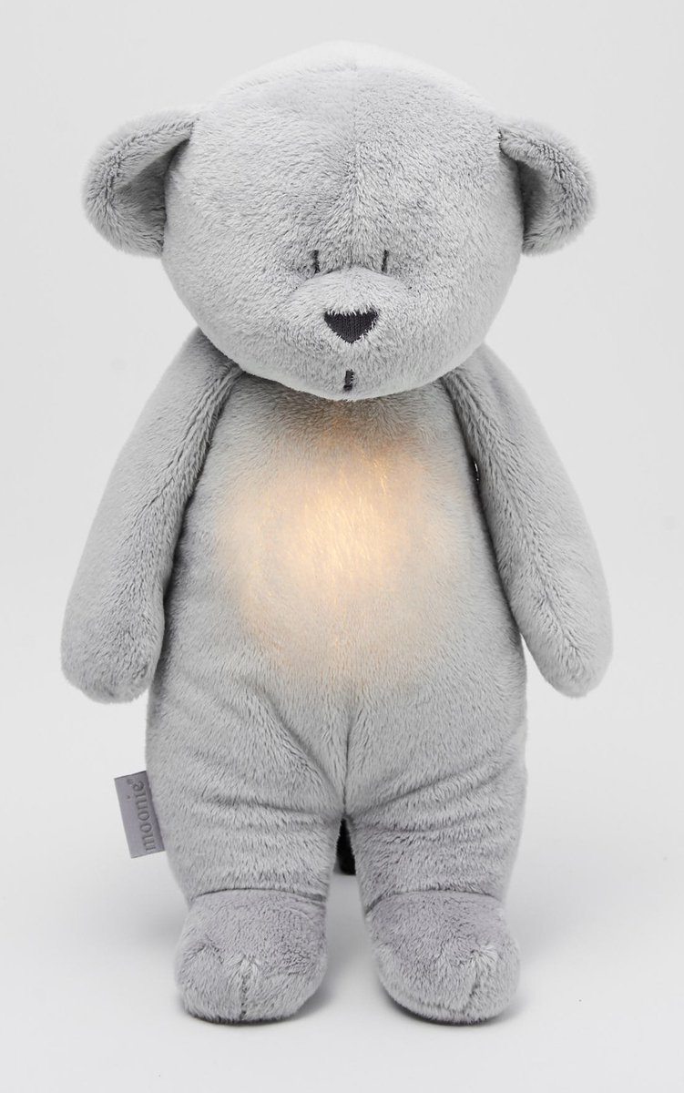 Moonie The Humming Bear Zilver Natur 2.0 - organic - hartslag knuffel - beer