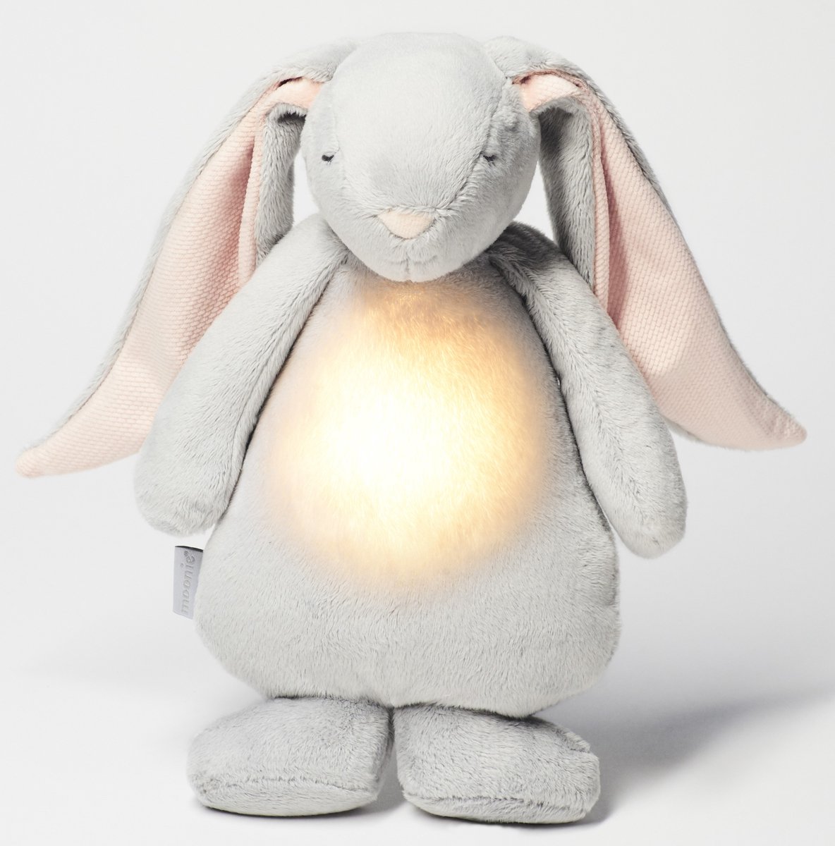 Moonie The Humming Friend Cloud Grijs met Roze 2.0 - hartslag knuffel - konijn - crème
