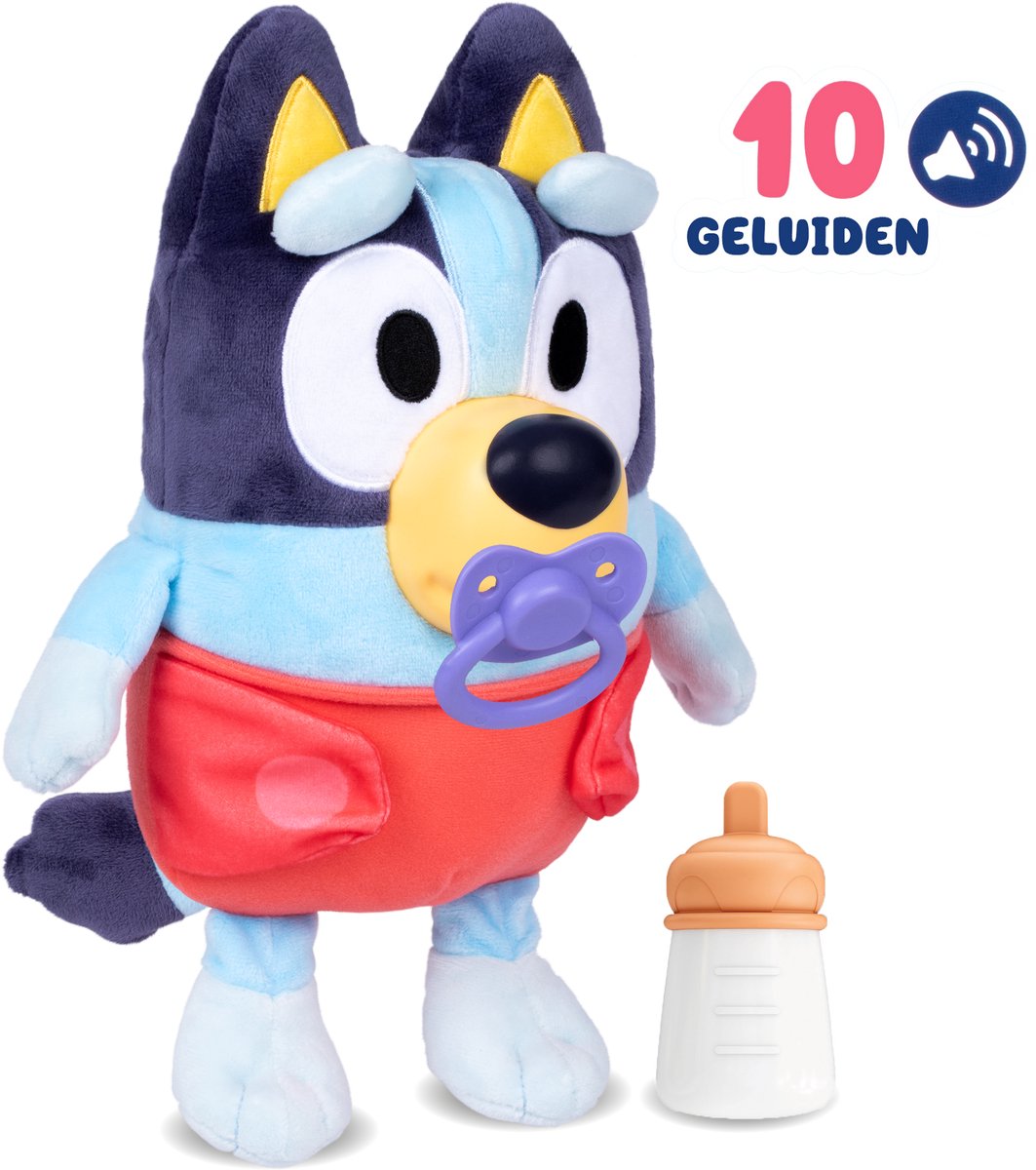 BLUEY - Verzorg & Knuffel je pluchen Baby Bluey - Knuffel met geluid