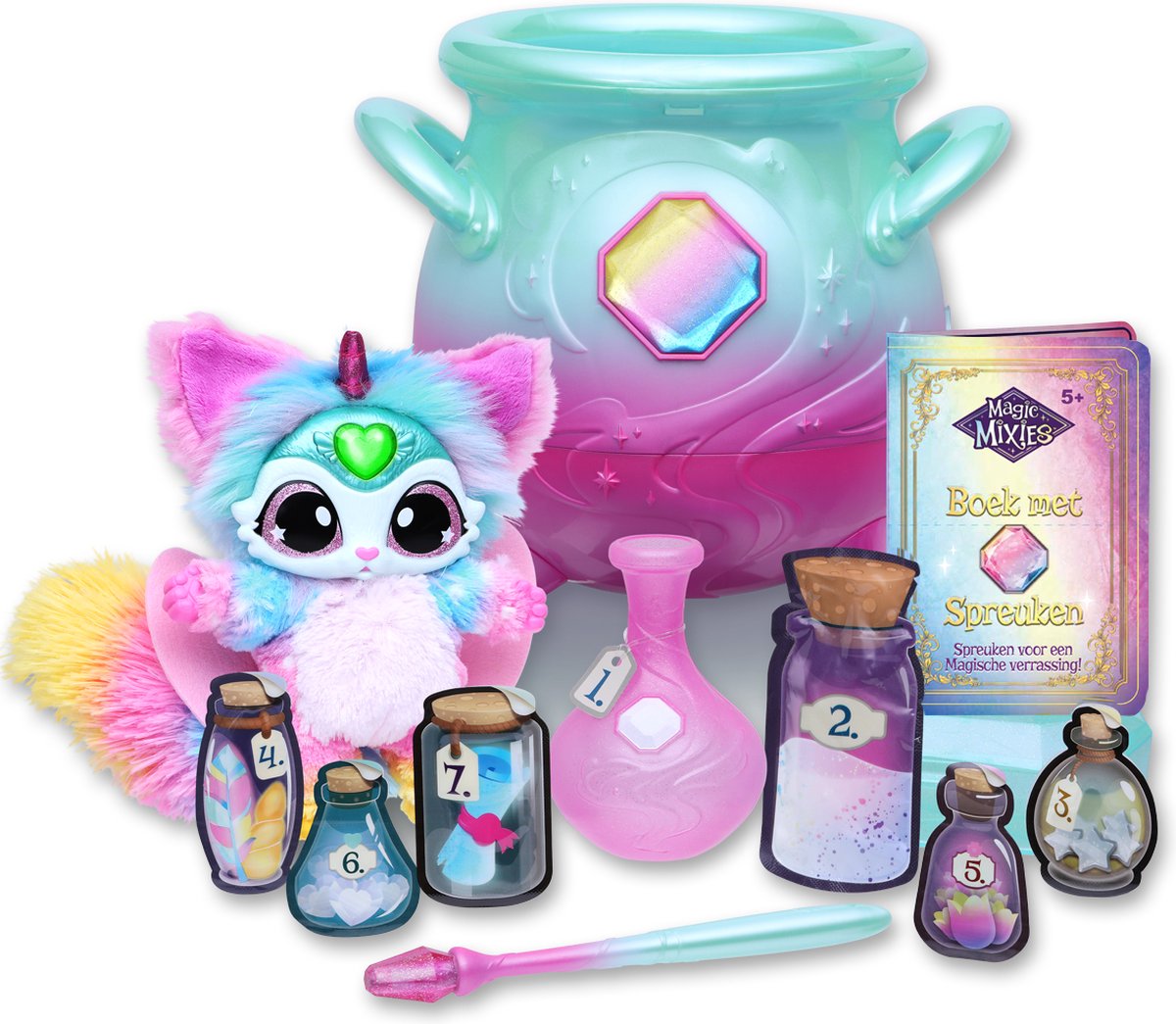 Moose Toys Magic Mixies Regenboog - Magische Ketel met échte mist - Interactief Pluche