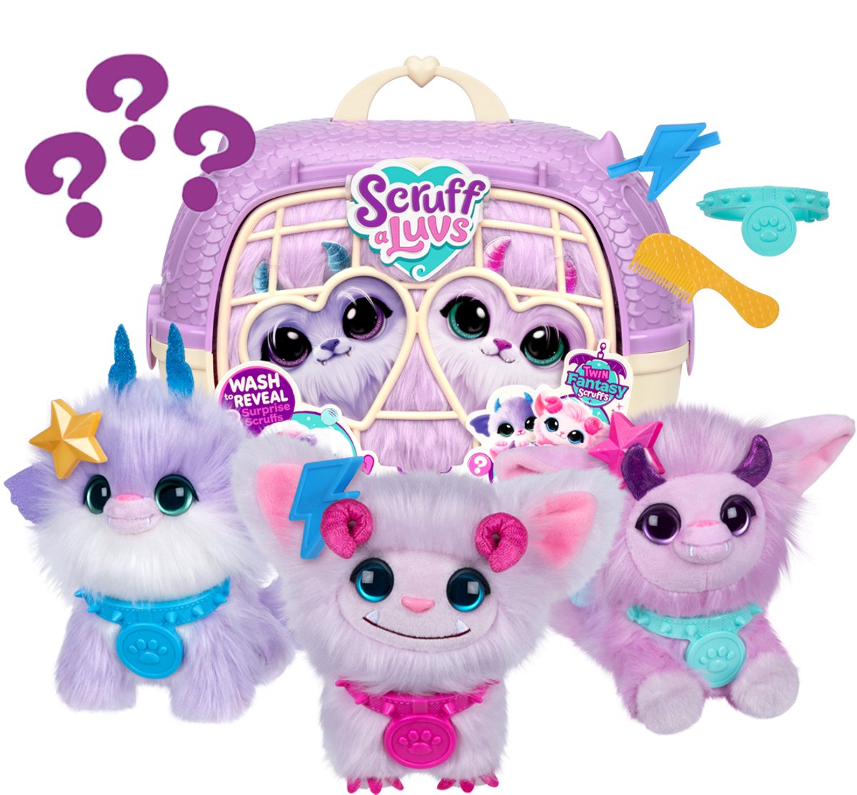 Scruff a Luvs – Twin Fantasy Knuffels in Draagmand – 2 Magische Mystery Pluche Knuffels