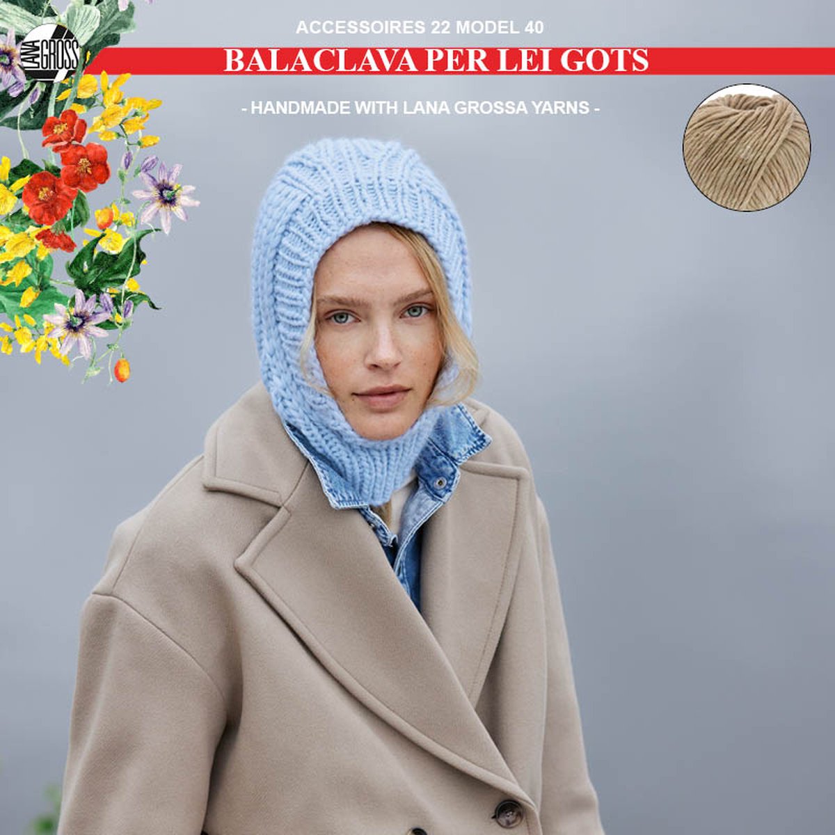 Breipakket balaclava met Per Lei Gots model 40 van Lana Grossa Accessoires 22-camel